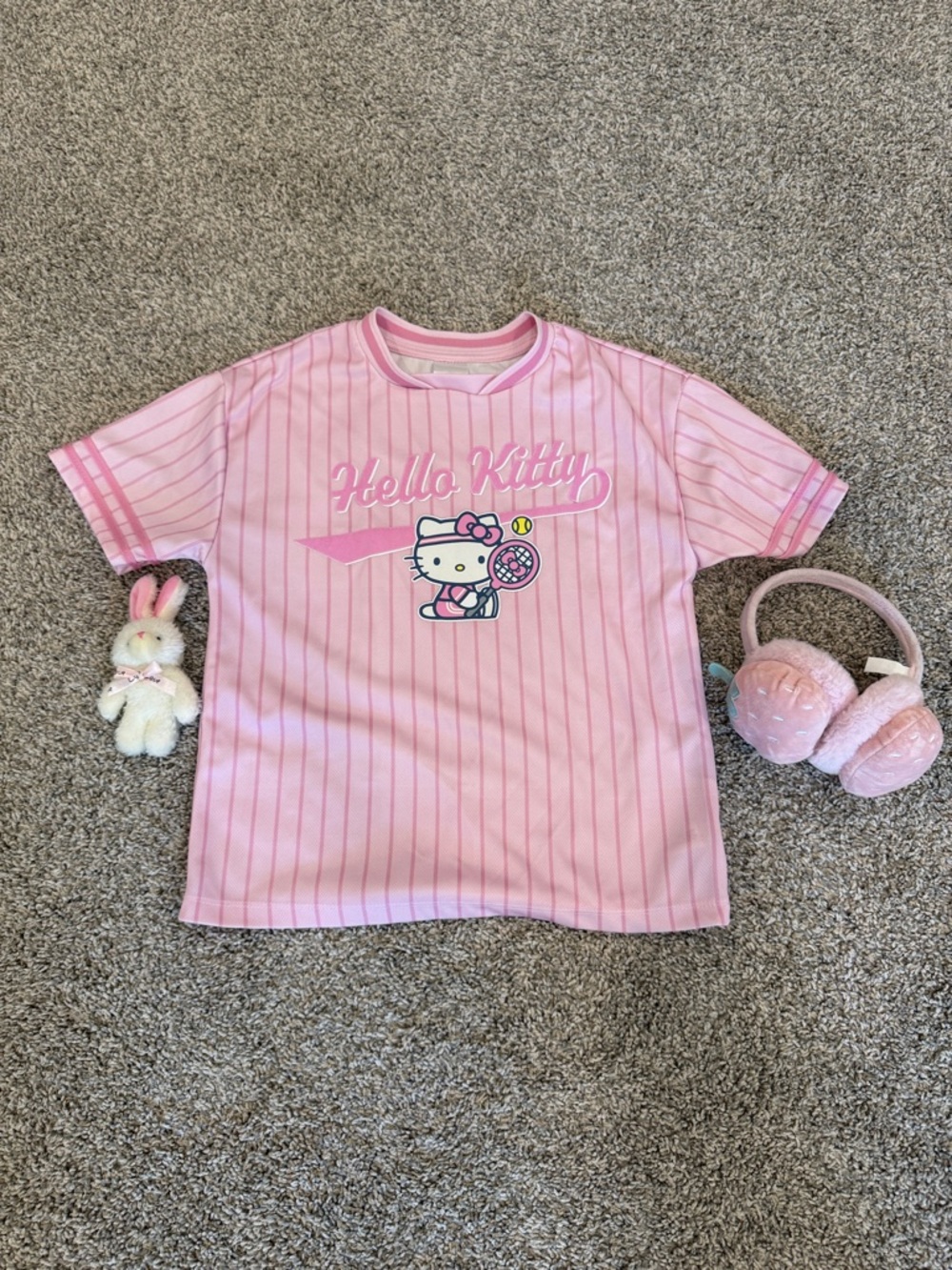 Sanrio Hello Kitty Pink Striped Tennis Graphic Tee